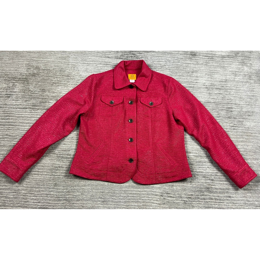 Ruby Rd. Jacket Womens 10P Pink Textured‎ Button Front Petite Casual 27668